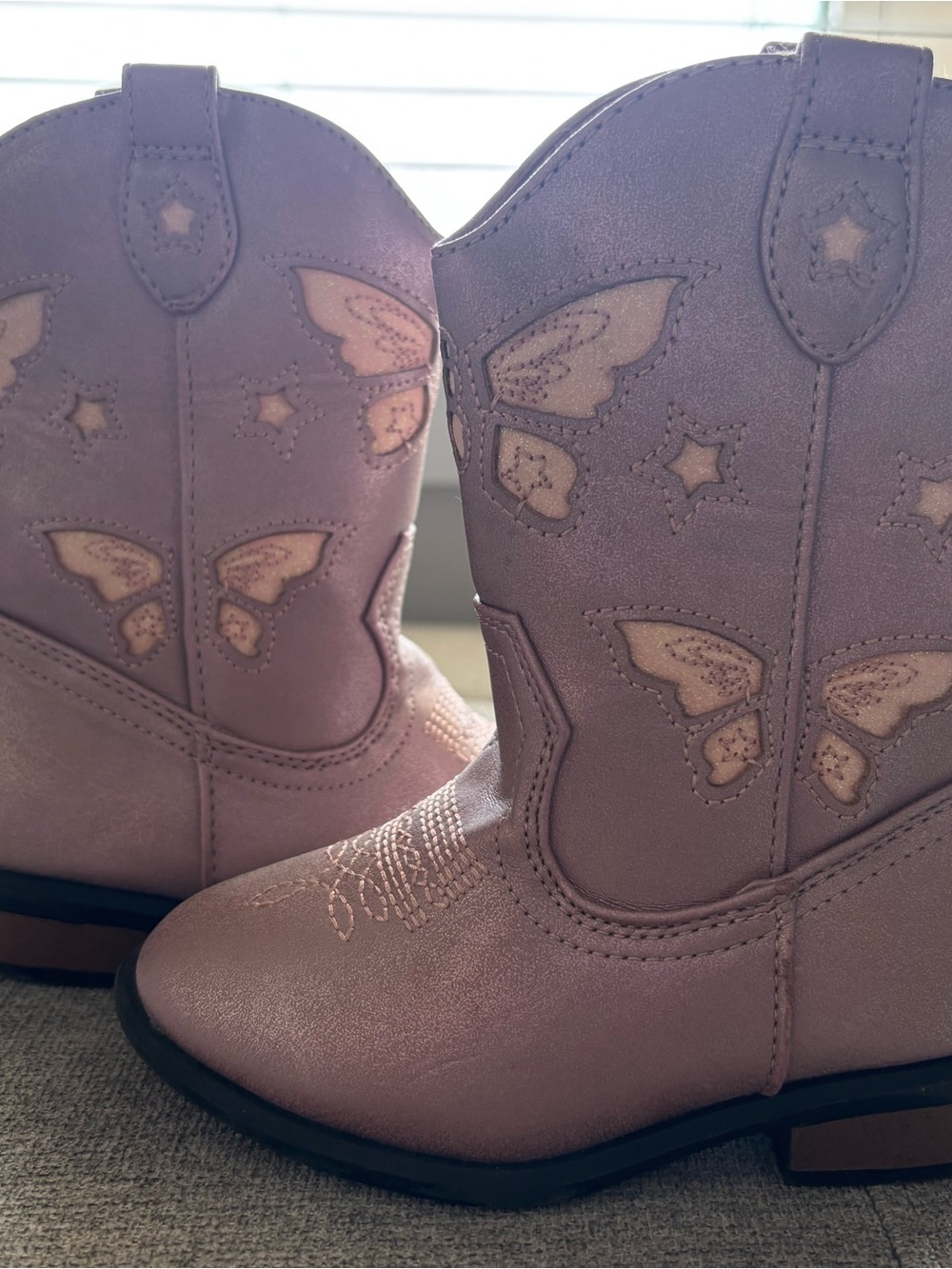 Cat & Jack Pink Shimmer Butterfly Western Boots for Kids